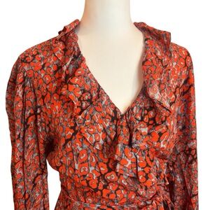 MAJE Dress Women's Size Large Orange Wrap Dress